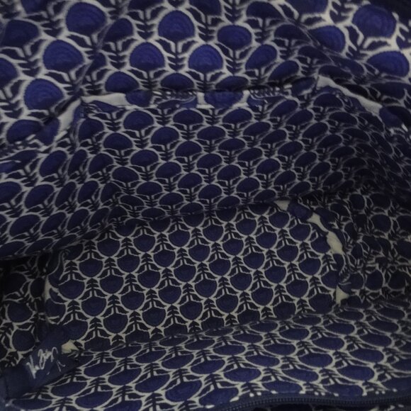 VERA BRADLEY Glenna Shoulder Bag Tote COBALT TILE Zipper Top Blue White Purse - Picture 10 of 15